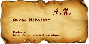 Avram Nikolett névjegykártya